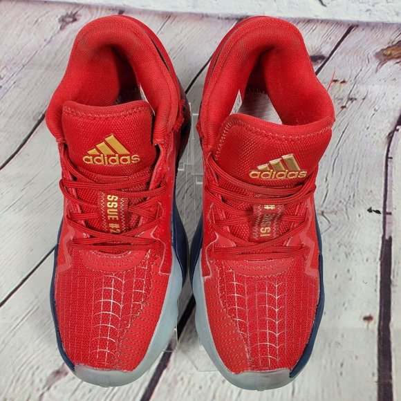 Adidas Youth Size 4.5 Red D.O.N. Issue 2 Spider Man Basketball Shoes - Picture 7 of 9